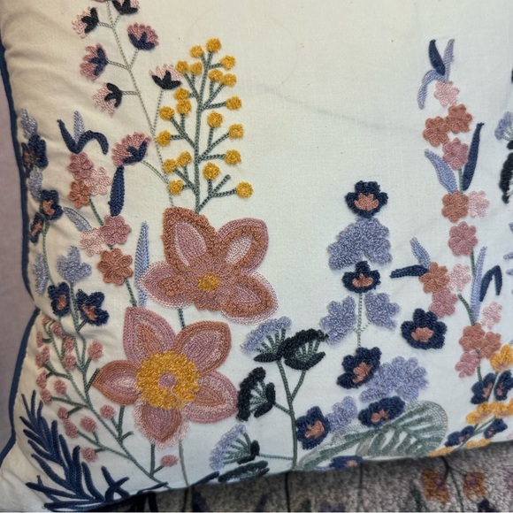 Pier 1 Floral Embroidered 18” Throw Pillow - Picture 3 of 14